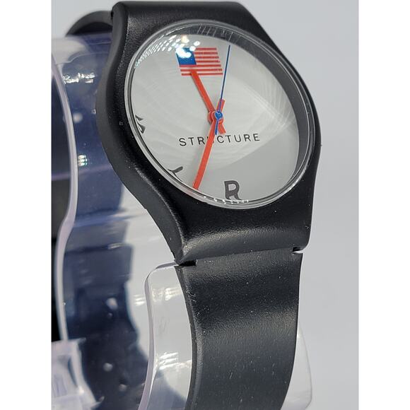 Structure Black Quartz Watch with American Flag Design - Picture 4 of 8